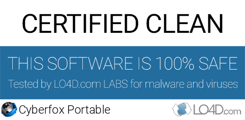 Cyberfox Portable is free of viruses and malware.