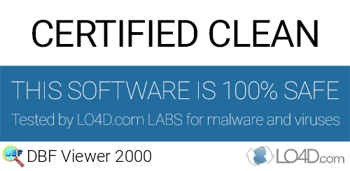 DBF Viewer 2000 is free of viruses and malware.