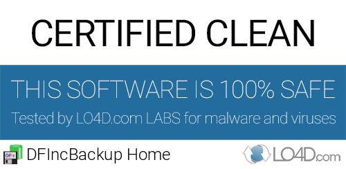 DFIncBackup Home is free of viruses and malware.