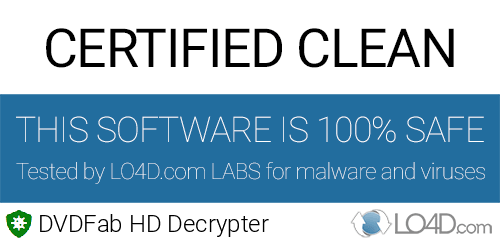 DVDFab HD Decrypter is free of viruses and malware.