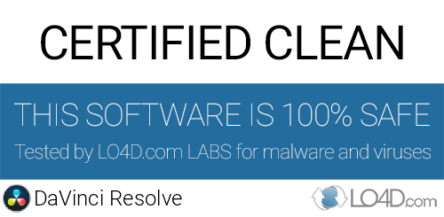 DaVinci Resolve is free of viruses and malware.