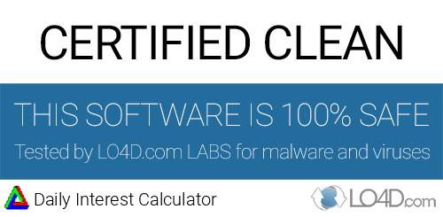 Daily Interest Calculator is free of viruses and malware.