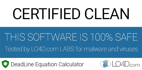 DeadLine Equation Calculator is free of viruses and malware.