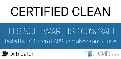 Debloater is free of viruses and malware.