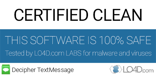Decipher TextMessage is free of viruses and malware.