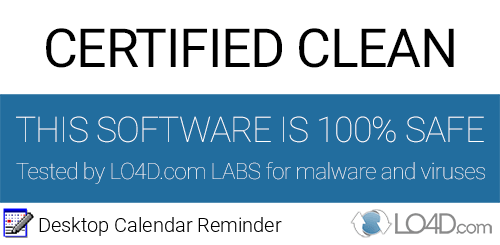 Desktop Calendar Reminder is free of viruses and malware.