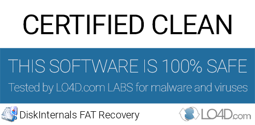 DiskInternals FAT Recovery is free of viruses and malware.