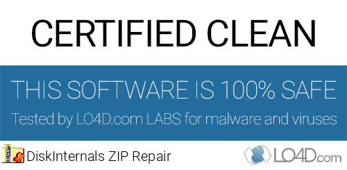 DiskInternals ZIP Repair is free of viruses and malware.