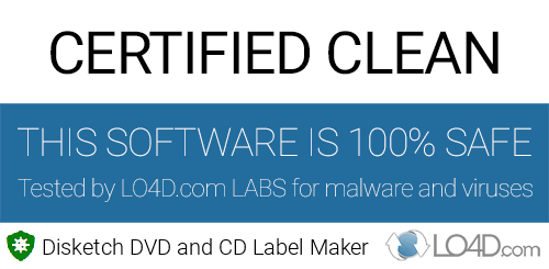 Disketch DVD and CD Label Maker is free of viruses and malware.