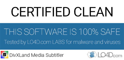 DivXLand Media Subtitler is free of viruses and malware.