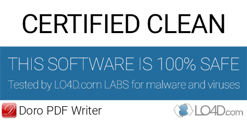 Doro PDF Writer is free of viruses and malware.