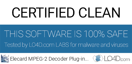 Elecard MPEG-2 Decoder Plug-in for WMP is free of viruses and malware.