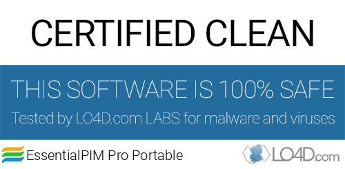 EssentialPIM Pro Portable is free of viruses and malware.