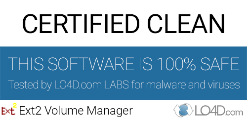 Ext2 Volume Manager is free of viruses and malware.