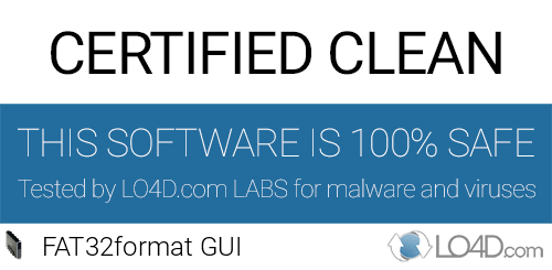 FAT32format GUI is free of viruses and malware.