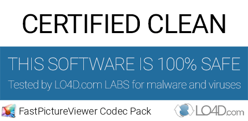 FastPictureViewer Codec Pack is free of viruses and malware.