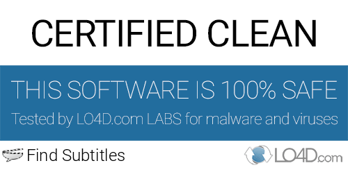 Find Subtitles is free of viruses and malware.