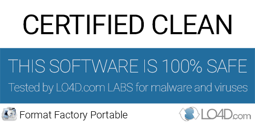 Format Factory Portable is free of viruses and malware.
