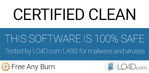 Free Any Burn is free of viruses and malware.