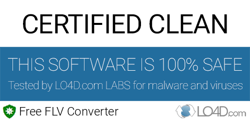 Free FLV Converter is free of viruses and malware.