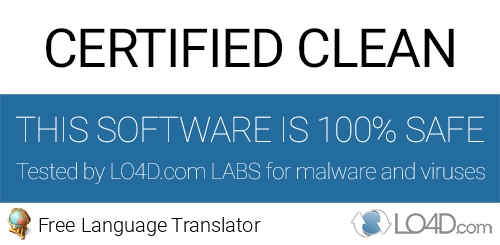 Free Language Translator is free of viruses and malware.