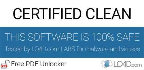 Free PDF Unlocker is free of viruses and malware.