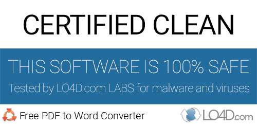 Free PDF to Word Converter is free of viruses and malware.