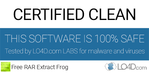 Free RAR Extract Frog is free of viruses and malware.