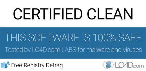 Free Registry Defrag is free of viruses and malware.
