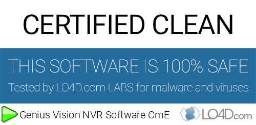 Genius Vision NVR Software CmE is free of viruses and malware.