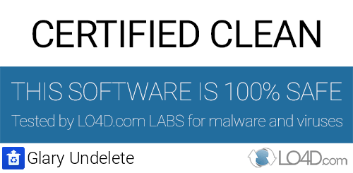 Glary Undelete is free of viruses and malware.