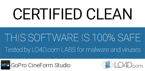 GoPro CineForm Studio is free of viruses and malware.