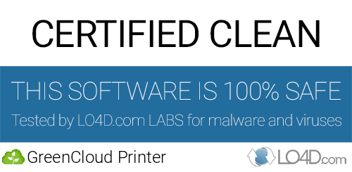 GreenCloud Printer is free of viruses and malware.