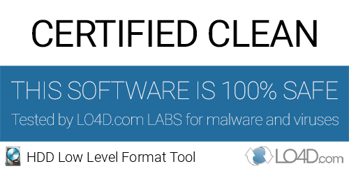 HDD Low Level Format Tool is free of viruses and malware.