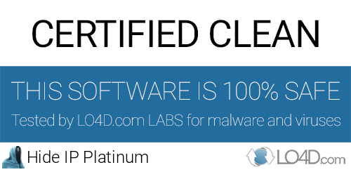 Hide IP Platinum is free of viruses and malware.