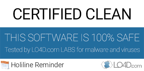 Holiline Reminder is free of viruses and malware.
