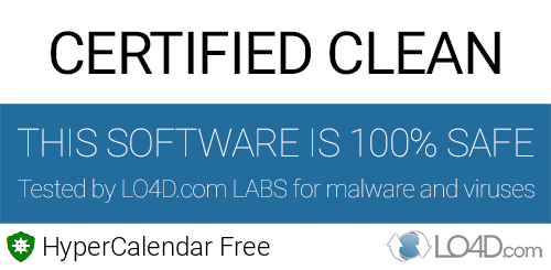 HyperCalendar Free is free of viruses and malware.