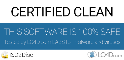 ISO2Disc is free of viruses and malware.