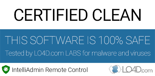 IntelliAdmin Remote Control is free of viruses and malware.