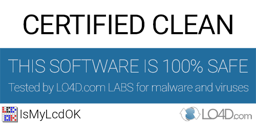 IsMyLcdOK is free of viruses and malware.