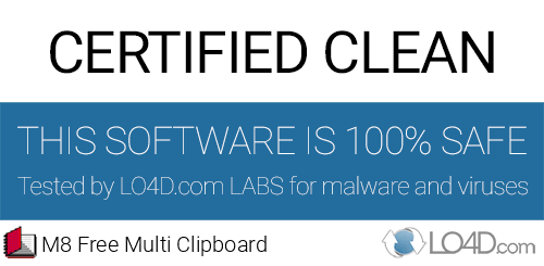 M8 Free Multi Clipboard is free of viruses and malware.