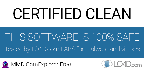 MMD CamExplorer Free is free of viruses and malware.