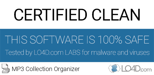 MP3 Collection Organizer is free of viruses and malware.