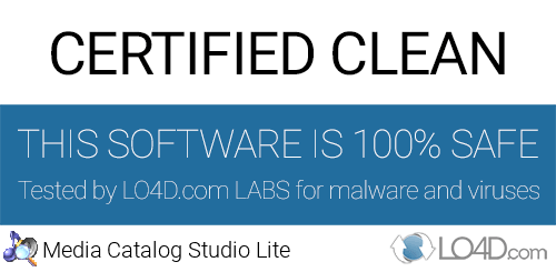 Media Catalog Studio Lite is free of viruses and malware.