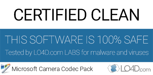 Microsoft Camera Codec Pack is free of viruses and malware.