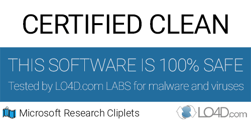 Microsoft Research Cliplets is free of viruses and malware.