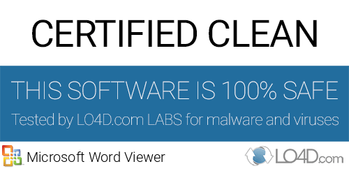 Microsoft Word Viewer is free of viruses and malware.