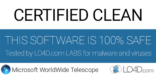 Microsoft WorldWide Telescope is free of viruses and malware.