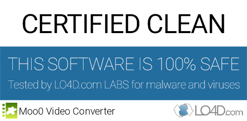 Moo0 Video Converter is free of viruses and malware.