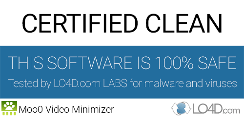 Moo0 Video Minimizer is free of viruses and malware.